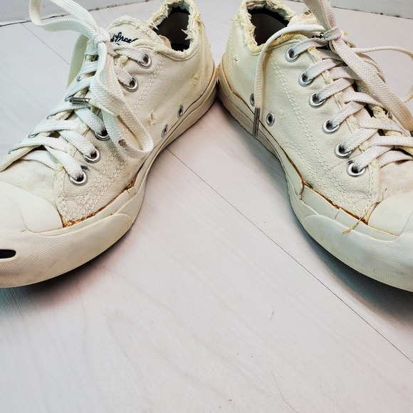 Converse Jack Purcell Low Top Canvas Sneakers Cream White Men's Size 7 US 6 UK - Picture 14 of 16
